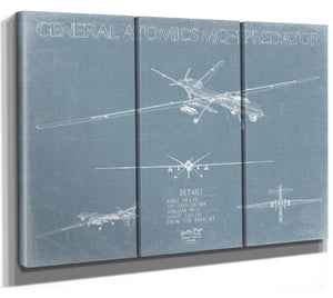 Bella Frye MQ-1 Predator Aircraft Blueprint Wall Art - Original UAV Print