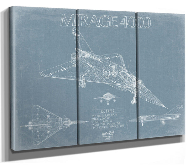 Bella Frye Dassault Mirage 4000 Aircraft Blueprint Wall Art - Original Fighter Plane Print