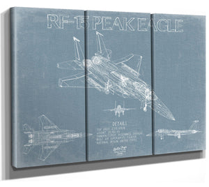 Bella Frye RF-15 Peek Eagle Aircraft Blueprint Wall Art - Original Fighter Plane Print