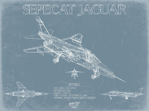 Bella Frye SEPECAT Jaguar Aircraft Blueprint Wall Art - Original Fighter Plane Print