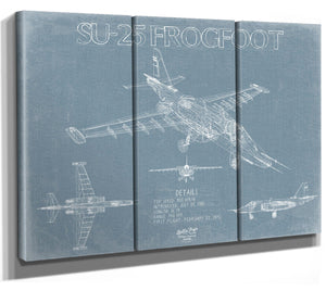 Bella Frye Sukhoi Su-25 Frogfoot Aircraft Blueprint Wall Art - Original Fighter Plane Print