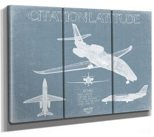 Bella Frye Cessna Citation Latitude Aircraft Blueprint Wall Art - Original Airplane Print