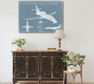 Bella Frye Cessna Citation Latitude Aircraft Blueprint Wall Art - Original Airplane Print