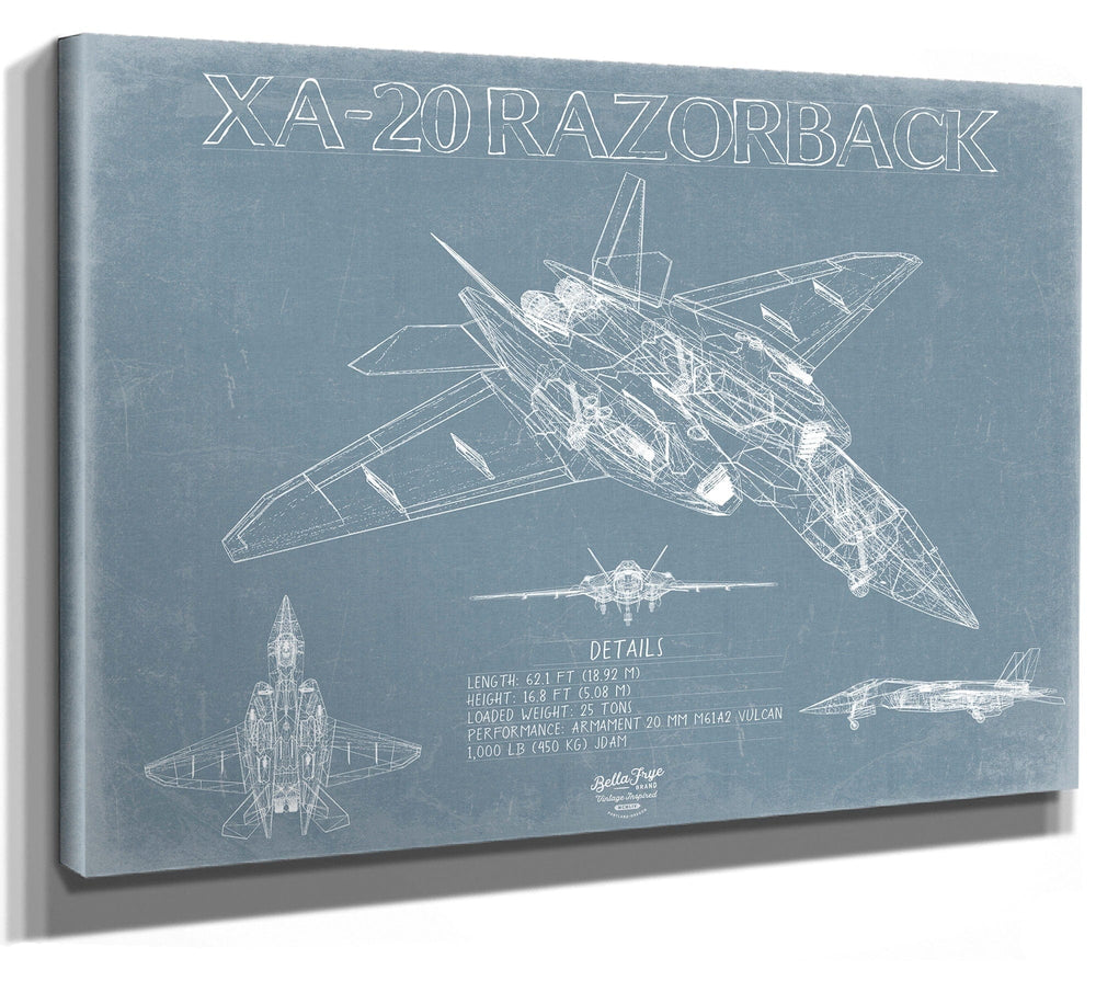 Bella Frye A-20 Razorback Aircraft Blueprint Wall Art - Original Fighter Plane Print