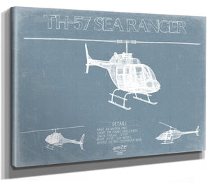 Bella Frye Bell TH-57 Sea Ranger Helicopter Blueprint Wall Art - Original Helicopter Print