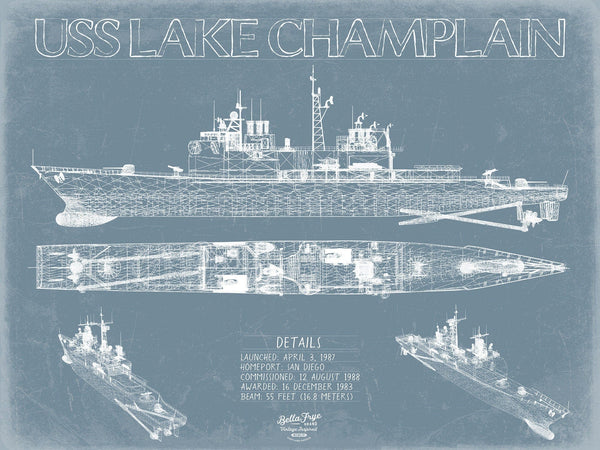 Bella Frye USS Lake Champlain (CG-57) Blueprint Wall Art - Original Cruiser Print