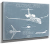 Bella Frye 14" x 11" / Stretched Canvas Wrap Bombardier Global 7500 Aircraft Blueprint Wall Art - Original Aviation Plane Print