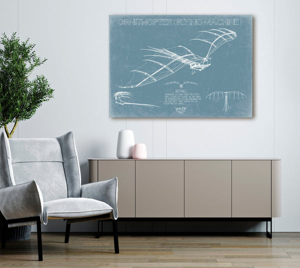 Bella Frye Leonardo Da Vinci Ornithopter Wall Art - Original Flying Machine Airplane Print