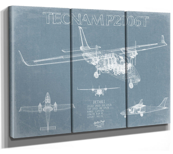 Bella Frye Tecnam P2006T Aircraft Blueprint Wall Art - Original Airplane Print