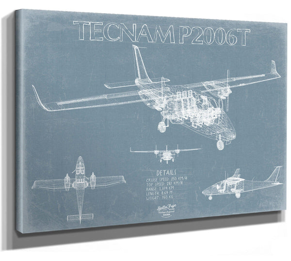 Bella Frye Tecnam P2006T Aircraft Blueprint Wall Art - Original Airplane Print