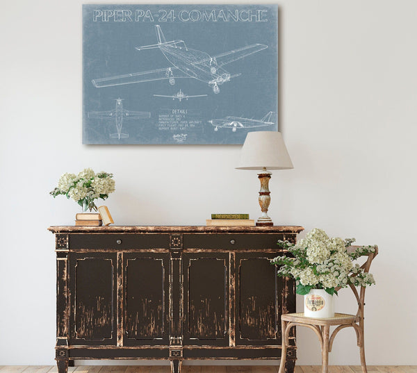 Bella Frye Piper PA-24 Comanche Aircraft Blueprint Wall Art - Original Airplane Print