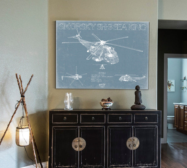 Bella Frye Sikorsky SH-3 Sea King Blueprint Wall Art - Original Aviation Print