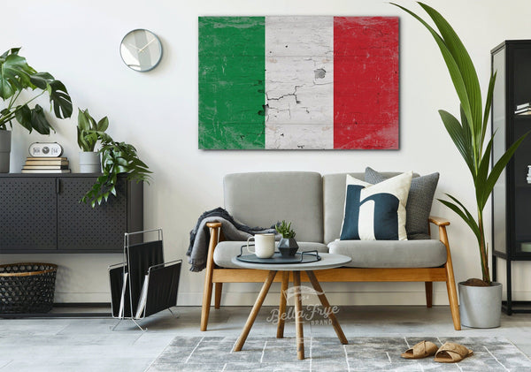 Bella Frye Vintage Italy Flag Wall Art - Italian Flag Sign on Canvas