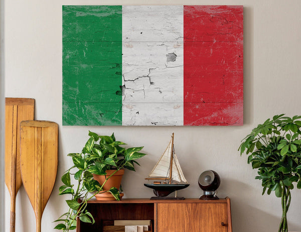 Bella Frye Vintage Italy Flag Wall Art - Italian Flag Sign on Canvas