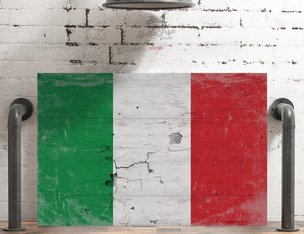 Bella Frye Vintage Italy Flag Wall Art - Italian Flag Sign on Canvas