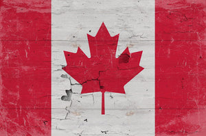 Bella Frye Canada Flag Wall Art - Vintage Canadian Flag Sign Weathered Wood Style on Canvas