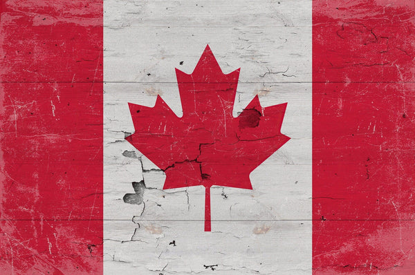 Bella Frye Canada Flag Wall Art - Vintage Canadian Flag Sign Weathered Wood Style on Canvas