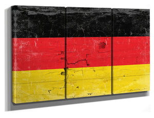 Bella Frye Germany Flag Wall Art - Vintage German Flag Sign Weathered Wood Style on Canvas