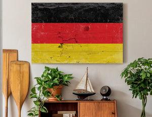 Bella Frye Germany Flag Wall Art - Vintage German Flag Sign Weathered Wood Style on Canvas