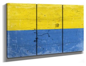 Bella Frye Ukraine Flag Wall Art - Vintage Ukrainian Flag Sign Weathered Wood Style on Canvas