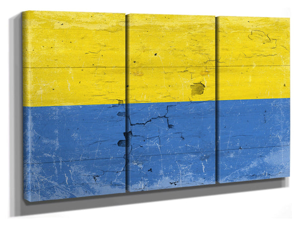 Bella Frye Ukraine Flag Wall Art - Vintage Ukrainian Flag Sign Weathered Wood Style on Canvas