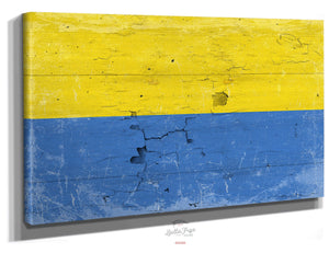 Bella Frye Ukraine Flag Wall Art - Vintage Ukrainian Flag Sign Weathered Wood Style on Canvas