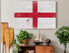 Bella Frye England Flag Wall Art - Vintage England Flag Sign Weathered Wood Style on Canvas