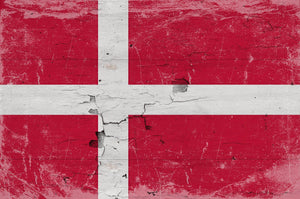 Bella Frye Denmark Flag Wall Art - Vintage Danish Flag Sign Weathered Wood Style on Canvas