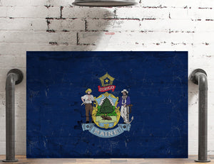 Bella Frye Maine Flag Wall Art - Vintage State of Maine Sign