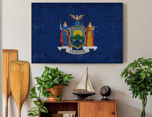 Bella Frye New York Flag Wall Art - Vintage State of New York Sign