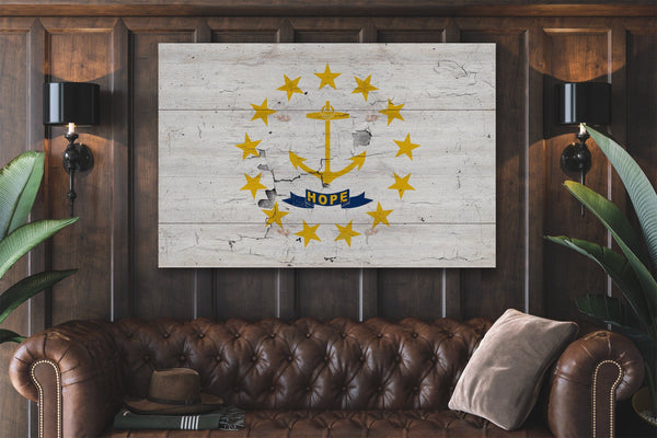 Bella Frye Rhode Island Flag Wall Art - Vintage State of Rhode Island Sign