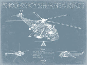 Bella Frye Sikorsky SH-3 Sea King Blueprint Wall Art - Original Aviation Print