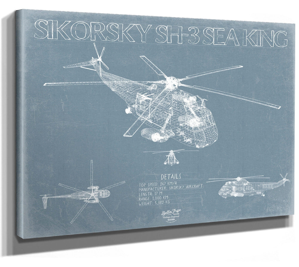 Bella Frye Sikorsky SH-3 Sea King Blueprint Wall Art - Original Aviation Print