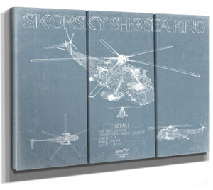 Bella Frye Sikorsky SH-3 Sea King Blueprint Wall Art - Original Aviation Print