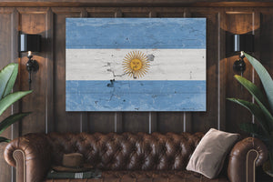 Bella Frye Argentina Flag Wall Art - Vintage Argentina Flag Sign Weathered Wood Style on Canvas