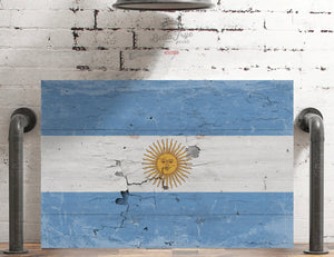 Bella Frye Argentina Flag Wall Art - Vintage Argentina Flag Sign Weathered Wood Style on Canvas