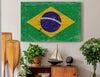 Bella Frye Brazil Flag Wall Art - Vintage Brazilian Flag Sign Weathered Wood Style on Canvas