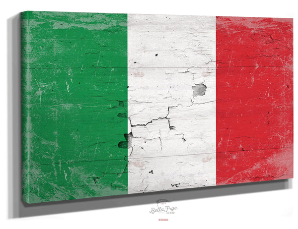 Bella Frye Vintage Italy Flag Wall Art - Italian Flag Sign on Canvas