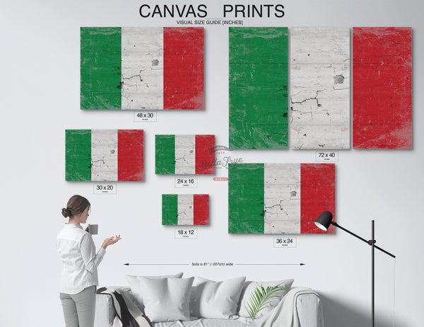 Bella Frye Vintage Italy Flag Wall Art - Italian Flag Sign on Canvas