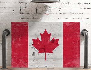 Bella Frye Canada Flag Wall Art - Vintage Canadian Flag Sign Weathered Wood Style on Canvas