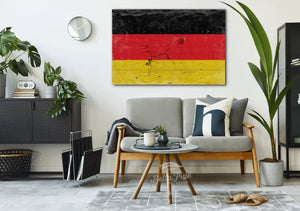 Bella Frye Germany Flag Wall Art - Vintage German Flag Sign Weathered Wood Style on Canvas