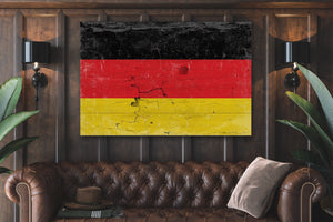 Bella Frye Germany Flag Wall Art - Vintage German Flag Sign Weathered Wood Style on Canvas