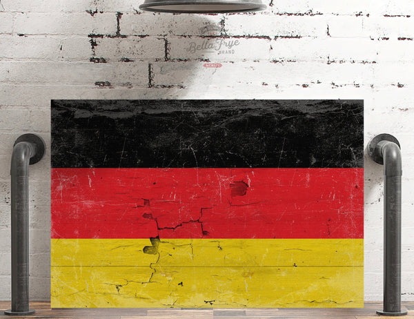 Bella Frye Germany Flag Wall Art - Vintage German Flag Sign Weathered Wood Style on Canvas