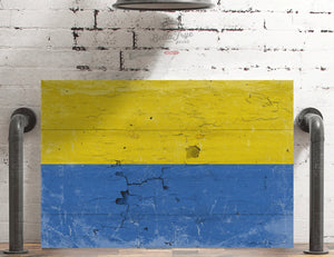 Bella Frye Ukraine Flag Wall Art - Vintage Ukrainian Flag Sign Weathered Wood Style on Canvas