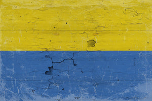 Bella Frye Ukraine Flag Wall Art - Vintage Ukrainian Flag Sign Weathered Wood Style on Canvas