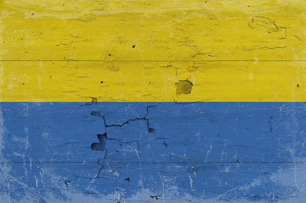 Bella Frye Ukraine Flag Wall Art - Vintage Ukrainian Flag Sign Weathered Wood Style on Canvas