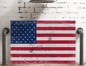 Bella Frye United States Flag Wall Art - Vintage U.S. Flag Sign Weathered Wood Style on Canvas