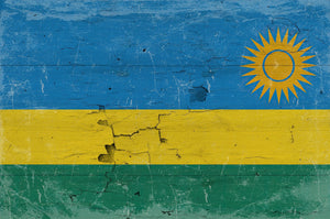 Bella Frye Rwanda Flag Wall Art - Vintage Rwanda Flag Sign Weathered Wood Style on Canvas