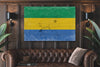 Bella Frye Gabon Flag Wall Art - Vintage Gabon Flag Sign Weathered Wood Style on Canvas