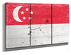 Bella Frye Singapore Flag Wall Art - Vintage Singaporean Flag Sign Weathered Wood Style on Canvas